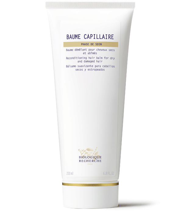 Biologique Recherche - Baume Capillaire - hair conditioning balm in sleek white tub, for nourishing and smoothing hair.