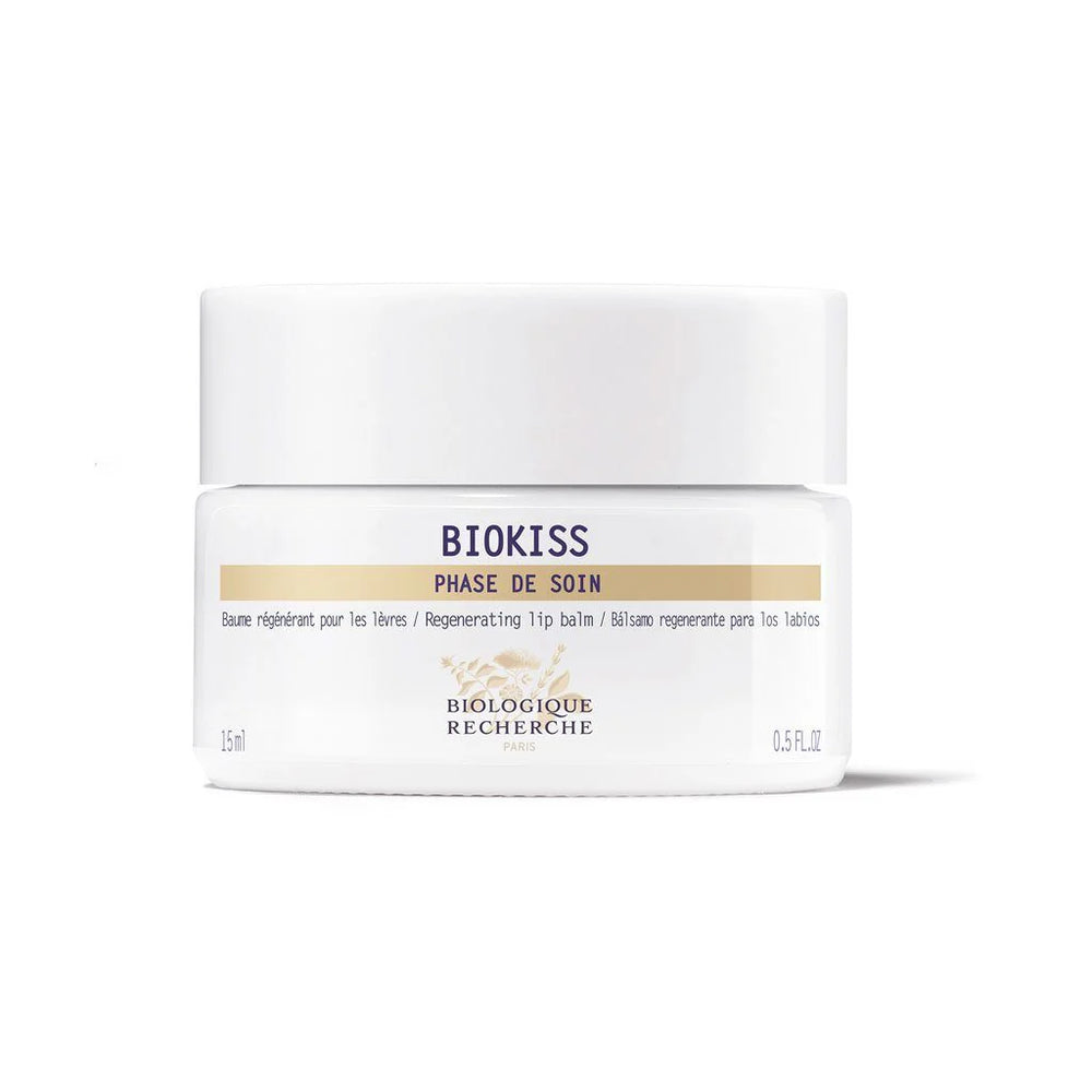 Biologique Recherche Biokiss lip balm in compact tub, designed to hydrate and repair chapped lips.