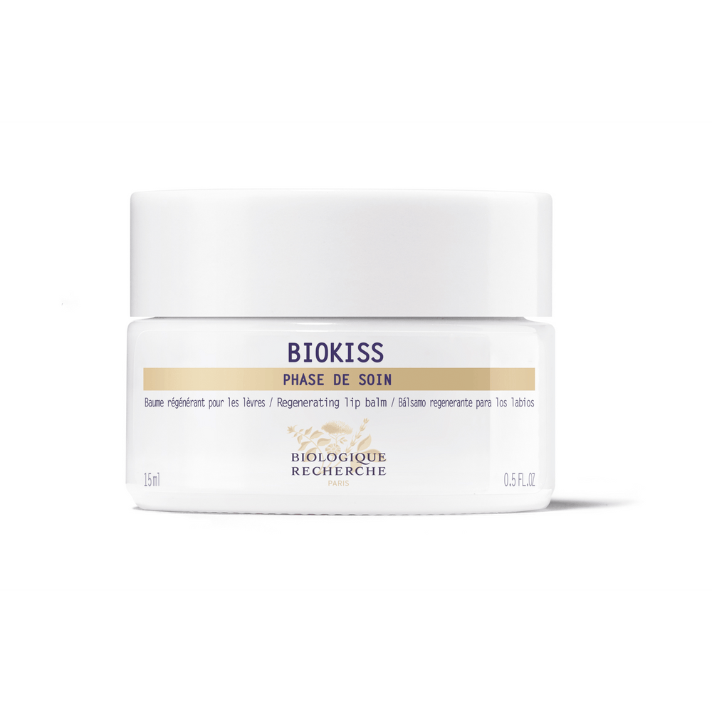 Biologique Recherche Biokiss lip balm in compact tub, designed to hydrate and repair chapped lips.